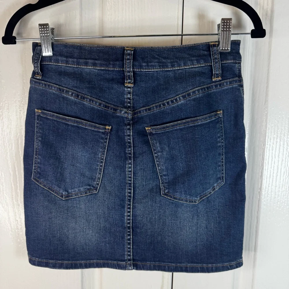 We The Free Dark Blue Denim Mini Skirt